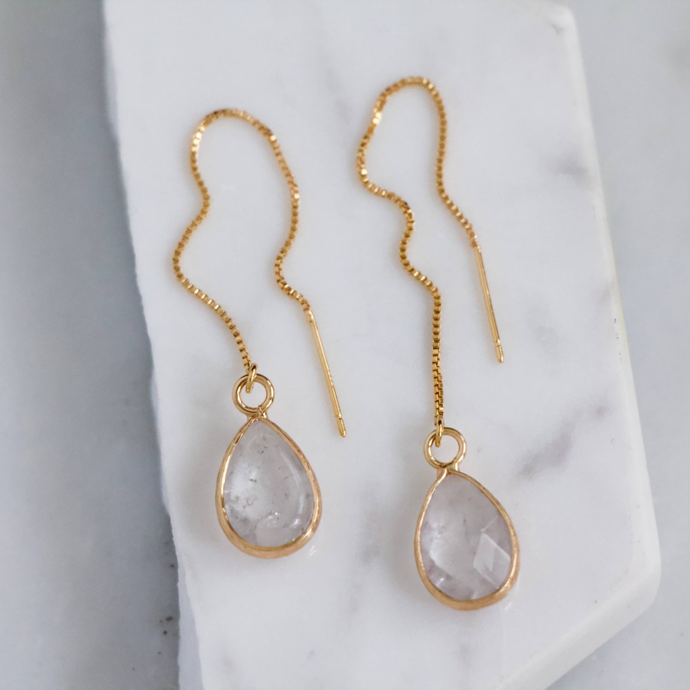 Elegant Gold and Clear Teardrop Earrings